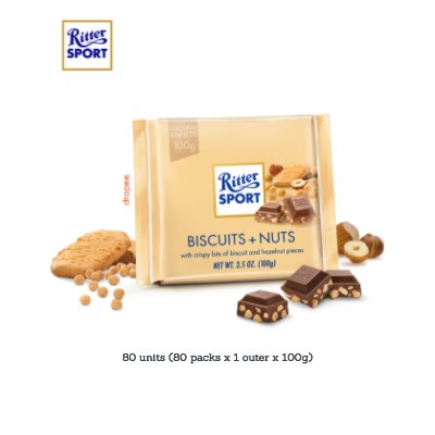 RITTER SPORT Biscuits & Nuts 100g (80 Units Per Carton)