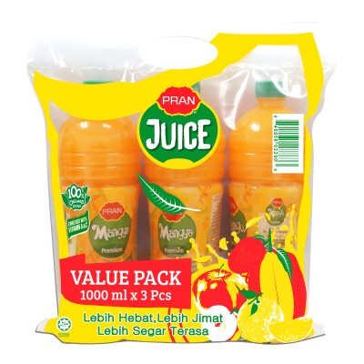 Pran Mango Juice Value Pack 3 x 1L