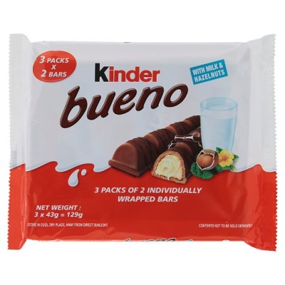 Kinder Bueno with Milk & Hazelnuts (3's x 43g)