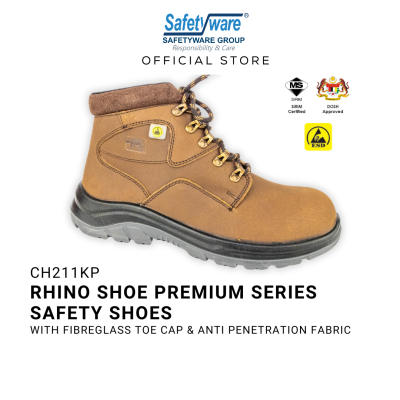 RHINO SHOE CH211KP Brown Mid Cut Lace-Up Safety Shoes