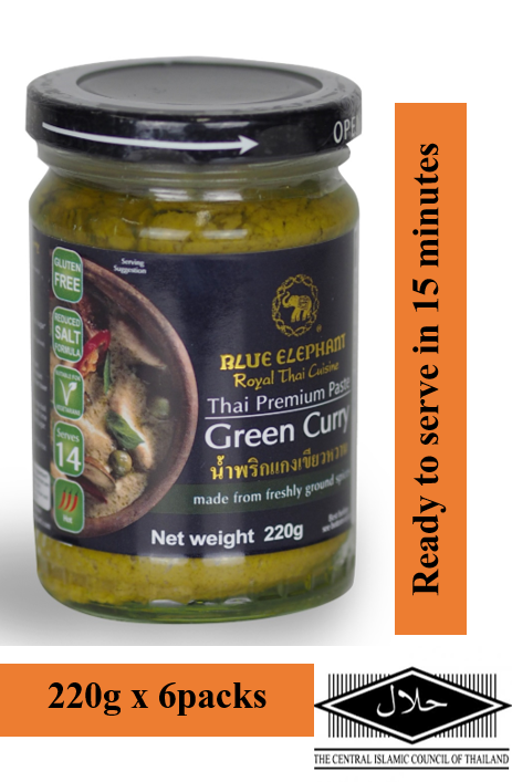 BLUE ELEPHANT GREEN CURRY PASTE 220G X 6