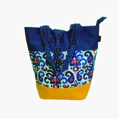 # AA 02 - TOSSA Fashion Jute Bag / Yellow&Blue (25 Units Per Carton)