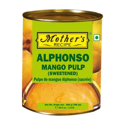 Mother's Recipe Alphonso Mango Pulp (Mango Puree) Pure (Imported from India) - 850gm x 12Tin
