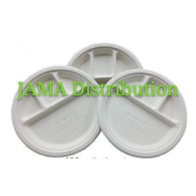 Biodegradable and Compostable 10' Compartment Plate (600 Units Per Carton)