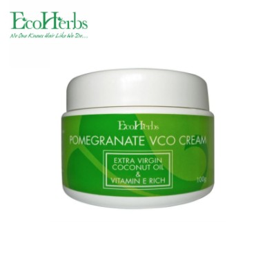 ECOHERBS Pomegranate VCO Cream (Vitamin E Rich With Protein) Natural Hair Care Hair Loss Hair Thinning For Strong Hair, Shinier Hair & Prevent Damages - 100g (Green) (100 Units Per Carton)
