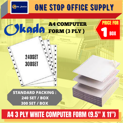 A4 3 PLY NCR COMPUTER PAPER 300 SET - 9.5'' X 11'' ( WHITE   PINK   YELLOW )