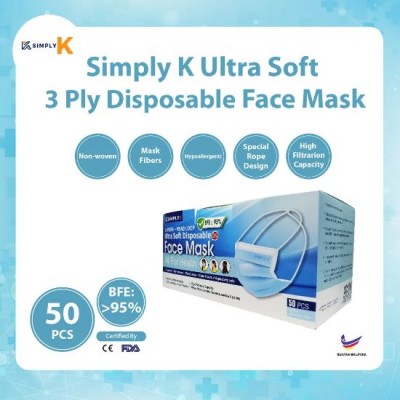 Simply K 3 ply mask (Blue) 40 x 50s