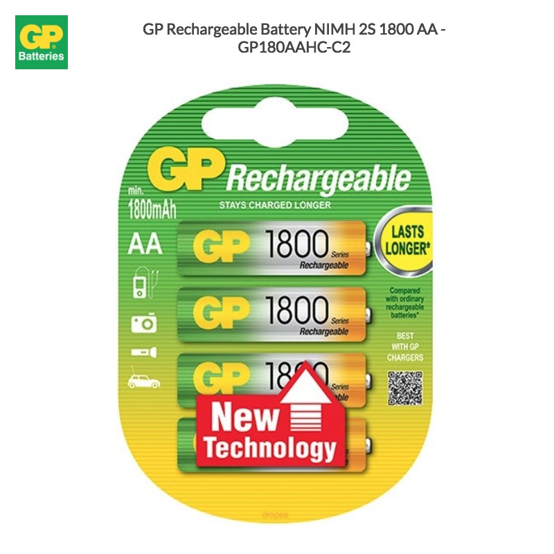GP Rechargeable Battery NIMH 2S 1800 AA - GP180AAHC-C2 (10 Units Per Carton)