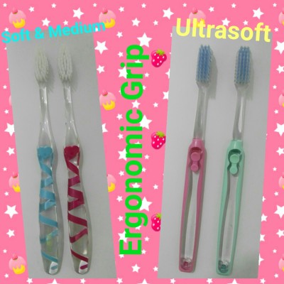Brush-T Toothbrush (Soft and Medium) Ergonomic, fine bristles (0.015mm) x 20pcs. Made in Korea.