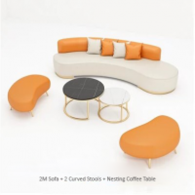 2M Sofa + 2 Curved Stools + Nesting Coffee Table