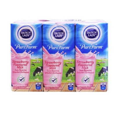 DUTCH LADY Pure Farm Strawberry UHT Milk (24 x 200ml) (24 Units Per Carton)