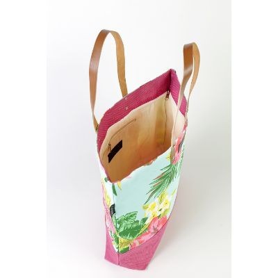 # RB 124 - TOSSA Fashion Cotton Bag - Tropical print/pink (25 Units Per Carton)
