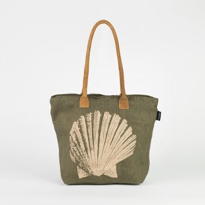 # AB 38 Unlaminated - TOSSA Fashion Jute Bag - Shell print/green (350 gm. Per Unit)