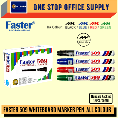 Faster 509 Whiteboard Marker Pen Chisel - ( BLACK COLOUR )