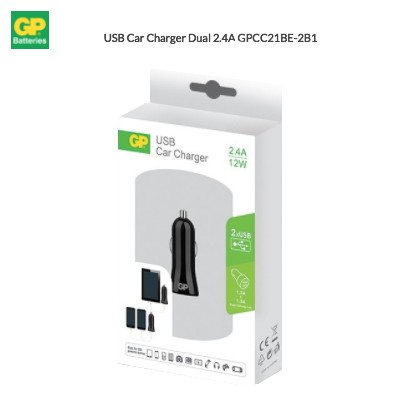 GP USB Car Charger Dual 2.4A GPCC21BE-2B1 (20 Units Per Carton)