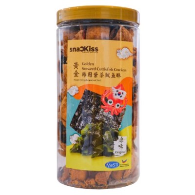 (12'sX160g) Golden Seaweed Cuttlefish Crackers(Original) (LL  Bottle)