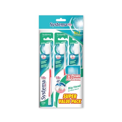 Systema Fullhead  Comfort   Compact Toothbrush 3's (Assorted)