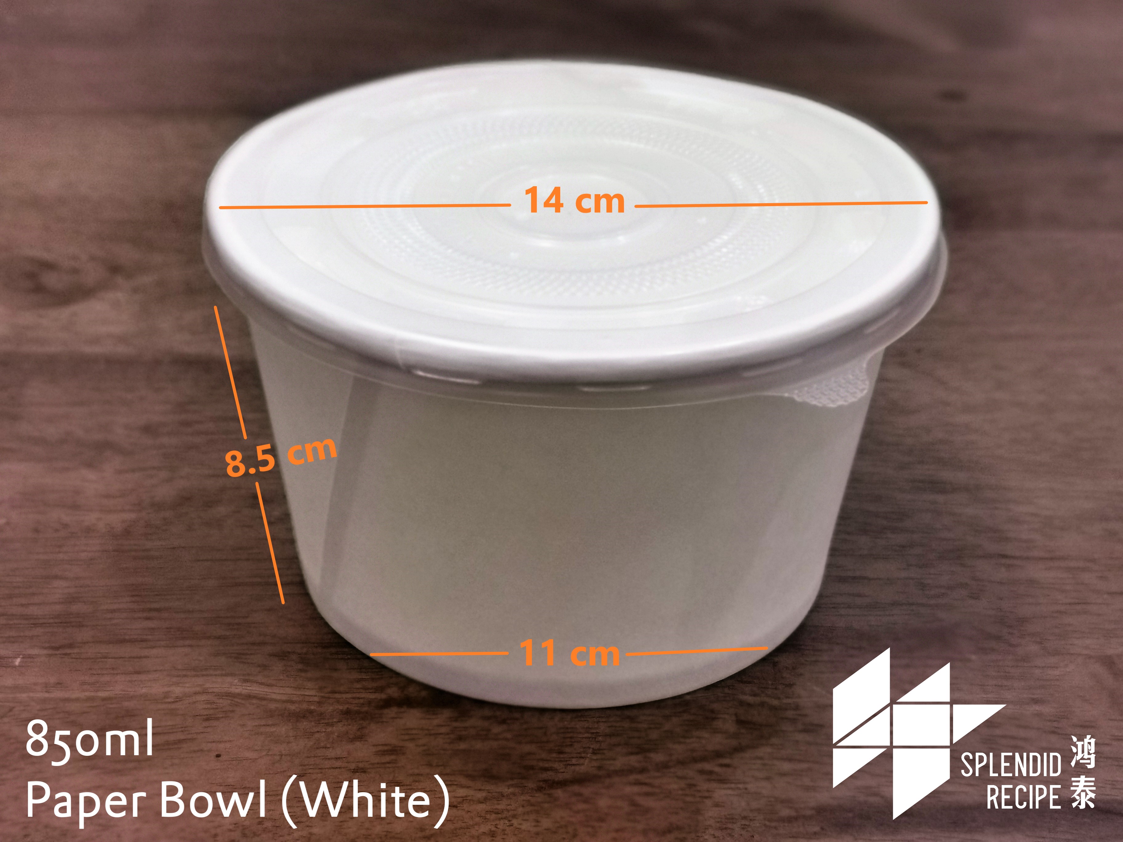 Paper Bowl (White) 850ml with Lid (600 pcs)