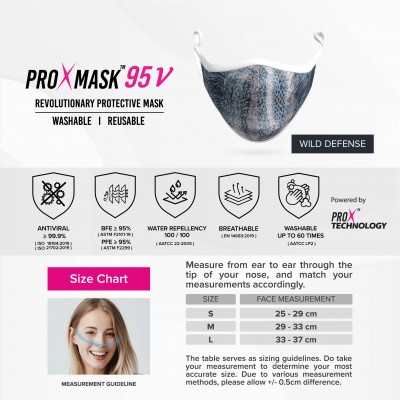 PROXMASK 95V Antiviral Reusable Face Mask - Sublimation Design - M Size