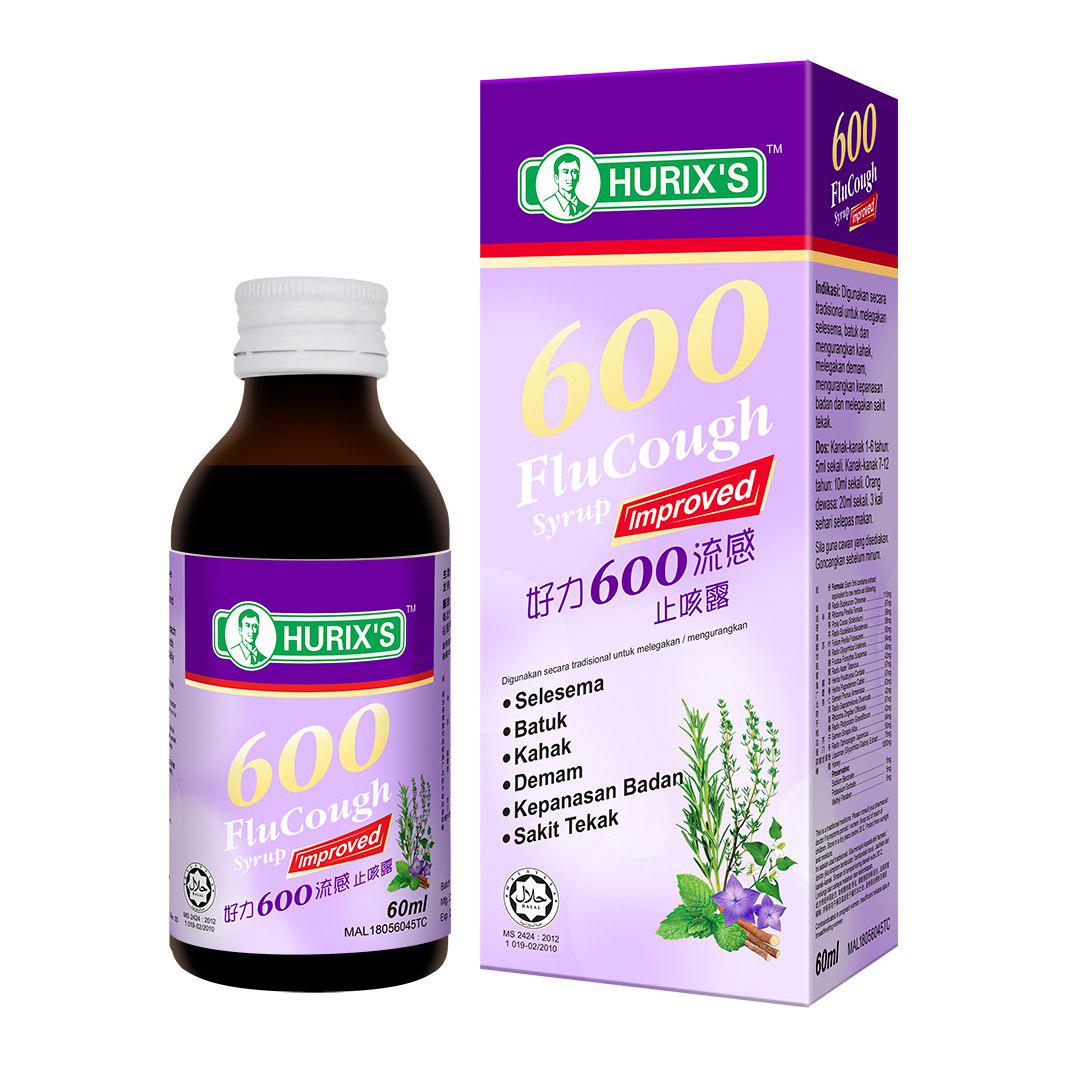Hurix's 600 FluCough Syrup Improved (96 Units Per Carton)