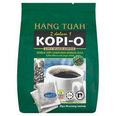 HANG TUAH 2 IN 1 KOPI O WITH LIBERICA BEANS WITH SUGAR 20 x 25g