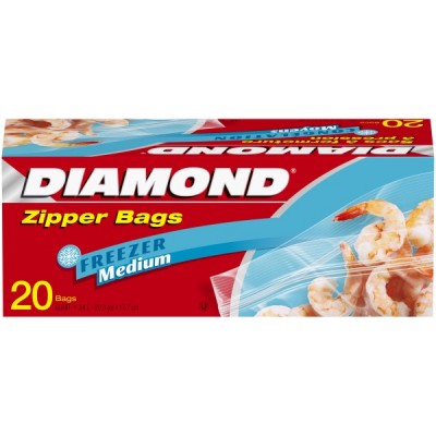 DIAMOND Freezer Bags Zipper Bags Medium Freezer 20's 20's Box (12 boxes per carton)