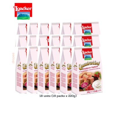 LOACKER Quadratini Raspberry Yogurt 220g (18 Units Per Carton)