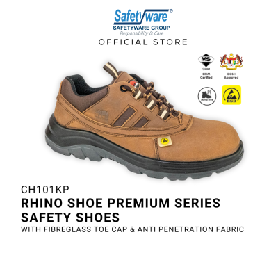 RHINO SHOE CH101KP Brown Low Cut Lace-Up Safety Shoes