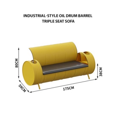 Industrial-style Oil Drum Barrel Seat Sofa - Tri Seat