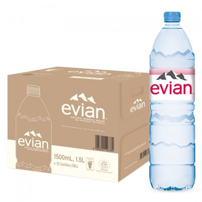 EVIAN Prestige  Natural Mineral Water  1500ml Bottle (12 bottles per carton) Imported from FRANCE