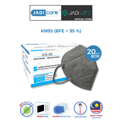 [Ready Stock Malaysia] Jadi Care 20 Pieces KN95 5-Ply 5 Layer Grey Disposable Face Masks
