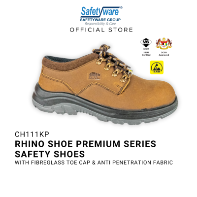 RHINO SHOE PrimeGuard CH111KP Brown Low Cut Lace-Up Safety Shoes