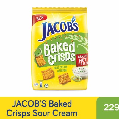 Jacob's Baked Crisps - Sour Cream & Onion, Wheat Fibre Cereal, Healthy Snacks