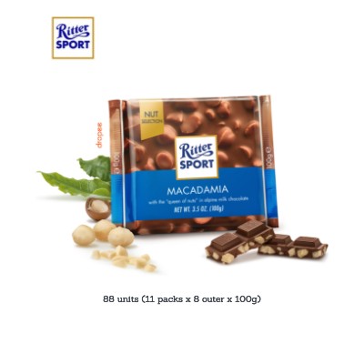 RITTER SPORT Macadamia 100g (11 Units Per Outer)