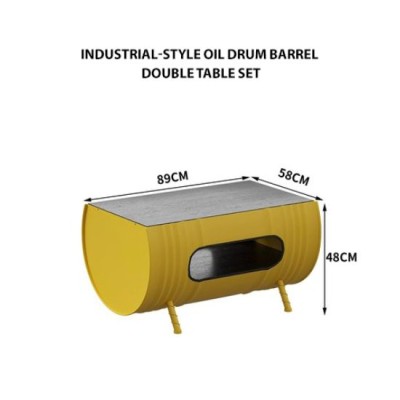 Industrial-style Oil Drum Barrel Seat Sofa - Double Table Set