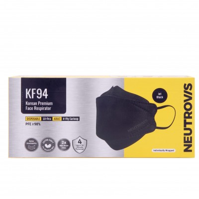 KF94 Korean Premium Face Respirator *4-ply (10s pack) | Jet Black