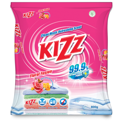 Kizz Detergent Powder (Floral) 18 x 800g (18 Units Per Carton)