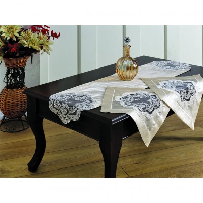 Tual Yatak Odasi Takimi (Bej) - Nazik 3 Pieces Table Cloth Set (Beige