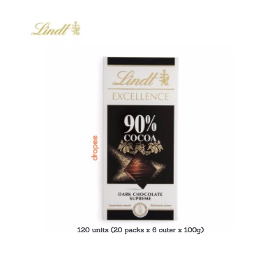 LINDT Excellence Dark 90% 100g (20 Units Per Outer)