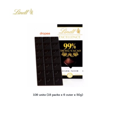 LINDT Excellence Dark 99% 50g (108 Units Per Carton)
