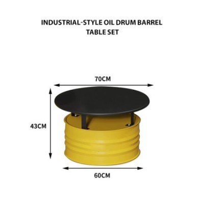Industrial-style Oil Drum Barrel Seat Sofa - Single Table Set
