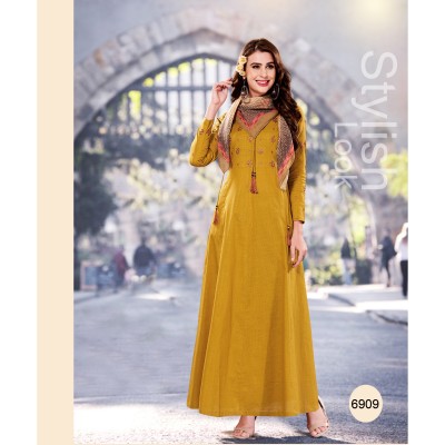 Indian Long Gown - Mustard