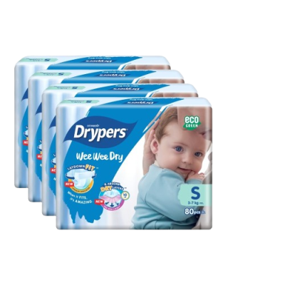 Drypers Eco Green Wee Wee Dry Disposable Diaper Size S 4 x 80s (Mega 4 Pack)