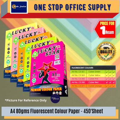 Lucky Star A4 Paper 450's - 80gms ( Cyber RED Colour )