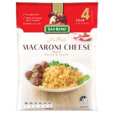 SAN REMO La Pasta Macaroni & Cheese 120gm Pack (6 Units Per Carton)