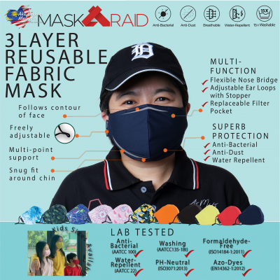 ESSENTIAL 3 PLY REUSABLE FABRIC MASK - NAVY BLAZER (ADULT)