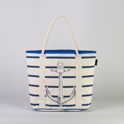 # RB 117 - TOSSA Fashion Cotton Bag/ Blue Anchor & Stripes  (400 gm. Per Unit)
