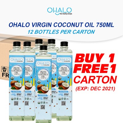 OHAYO ORGANIC VIRGIN COCONUT OIL BUY 1 FREE 1 CARTON 750ML - EXP: DEC2021