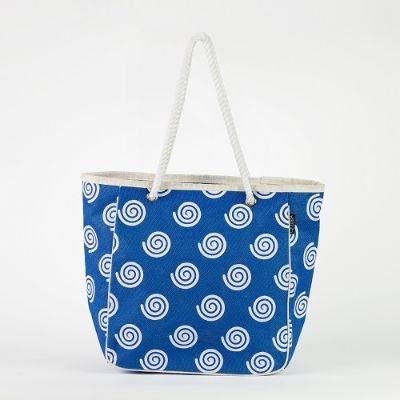 TOSSA Fashion Jute Bag  Model # AB 15, swirl print/blue (25 Units Per Carton)