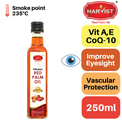 HARVIST Premium Extra Red Palm Fruit Oil 250ml Glass Bottle (12 BTL CTN)